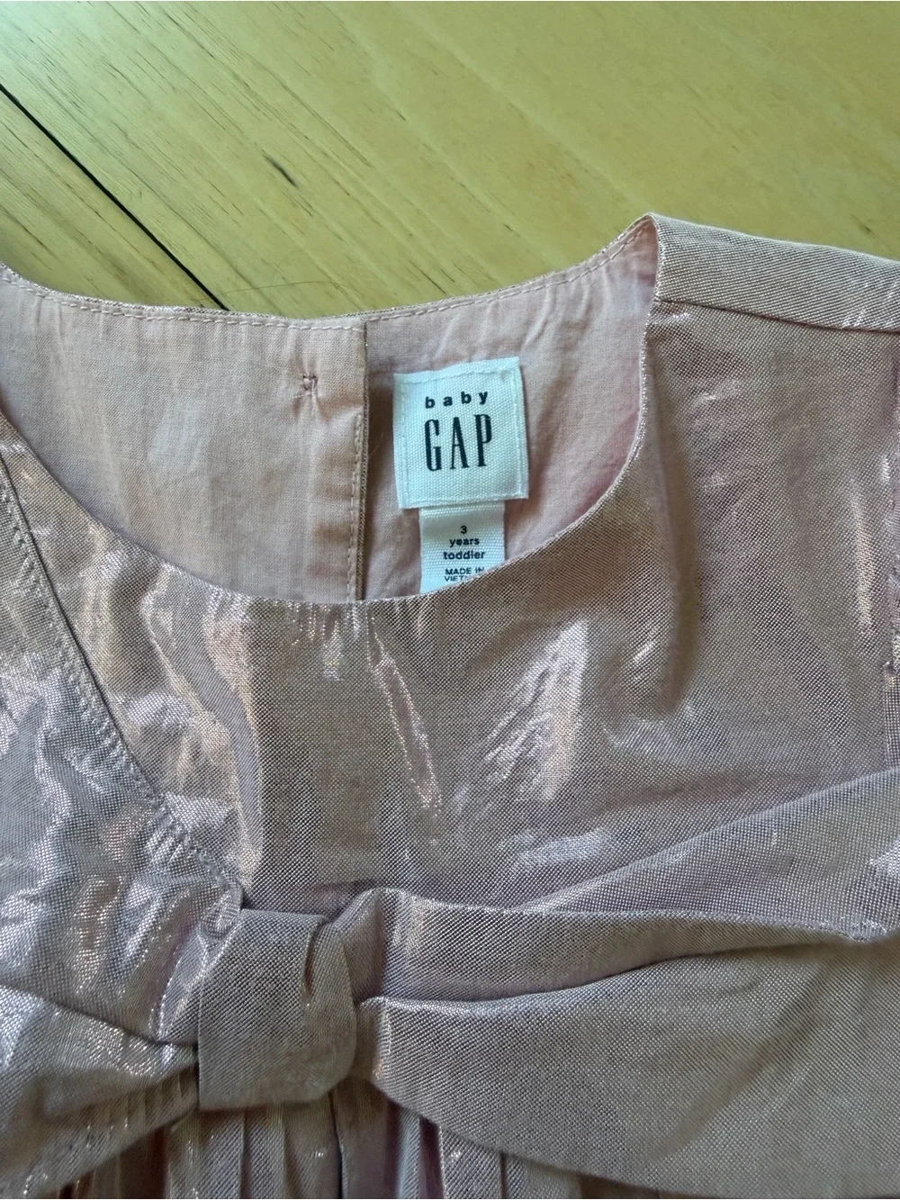 GAP Shimmery Pink Bow-Front Casual Dress